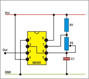 NE555 frequentie generator